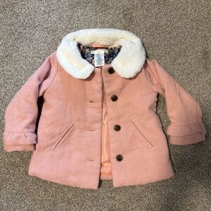 Max Studio Blush Pea Coat with Faux Fur Collar‎ Girl's Toddler Size 2T